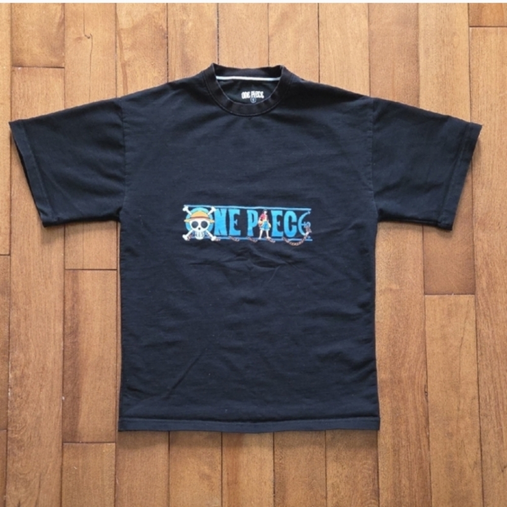 One Piece Black Graphic Print Short Sleeve T-Shirt Size S
